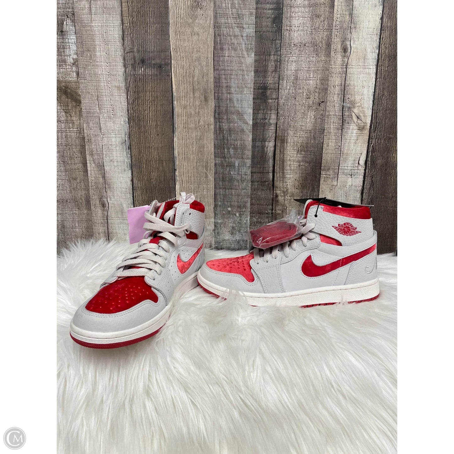 Shoes Luxury Designer By Jordan In Grey & Red, Size: 8