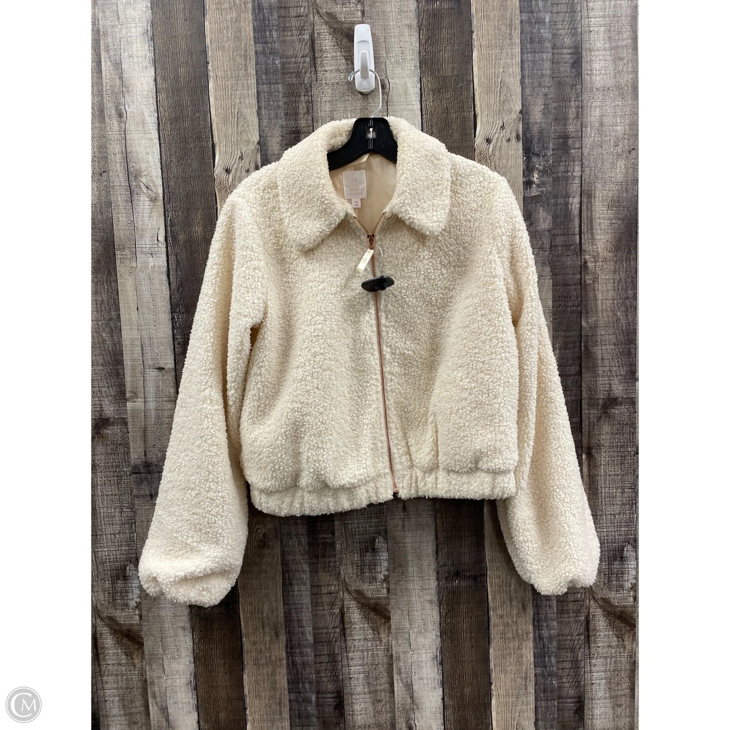Jacket Faux Fur & Sherpa By Lc Lauren Conrad In Cream, Size: M