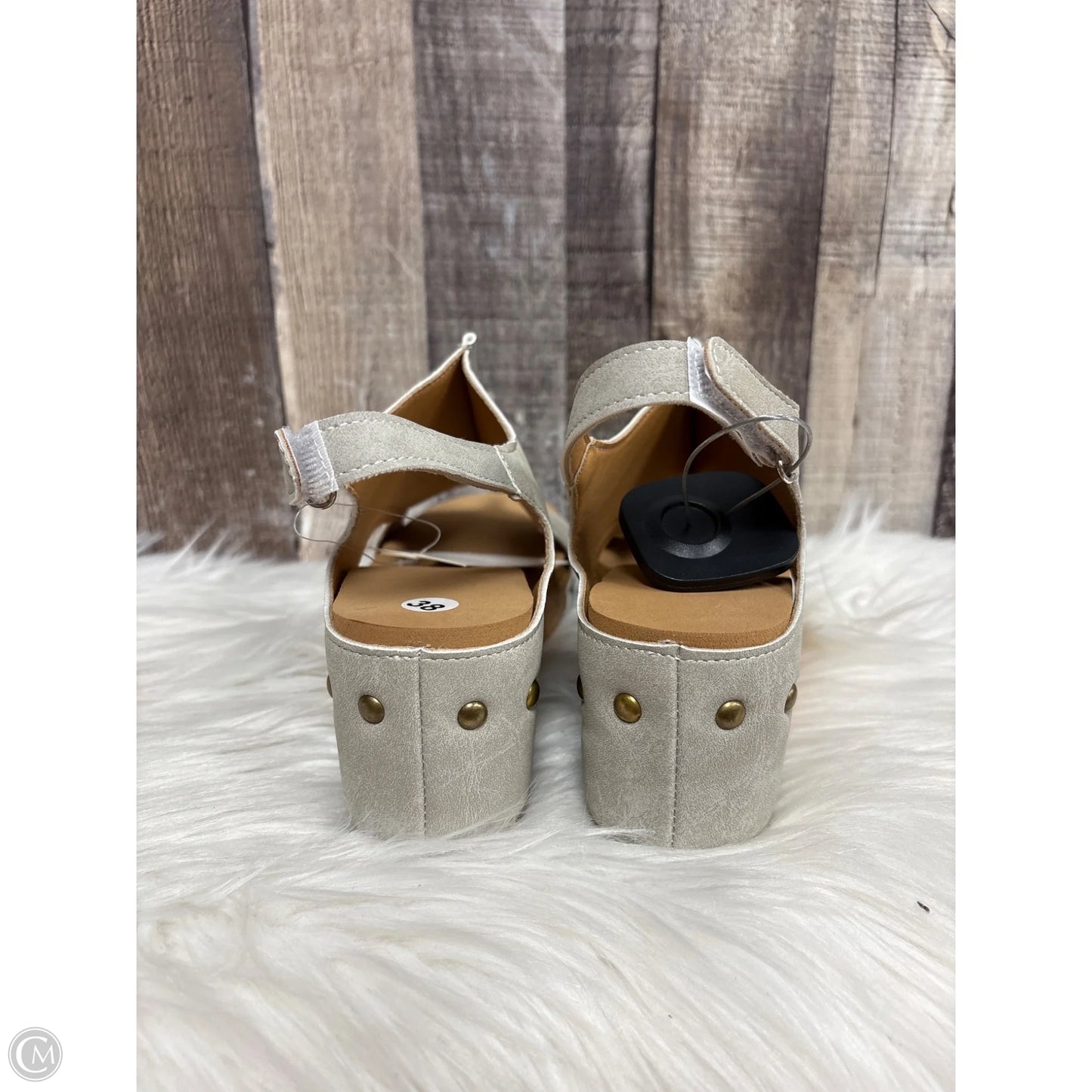 Sandals Heels Wedge By Cme In Grey, Size: 8