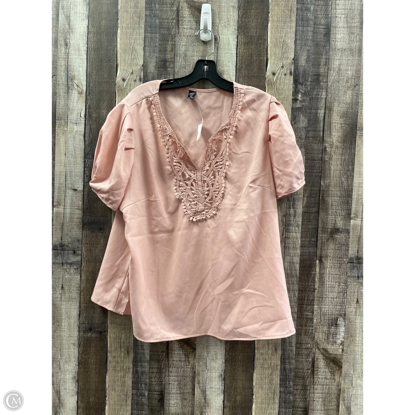 Top Short Sleeve By Shein In Pink, Size: 2x
