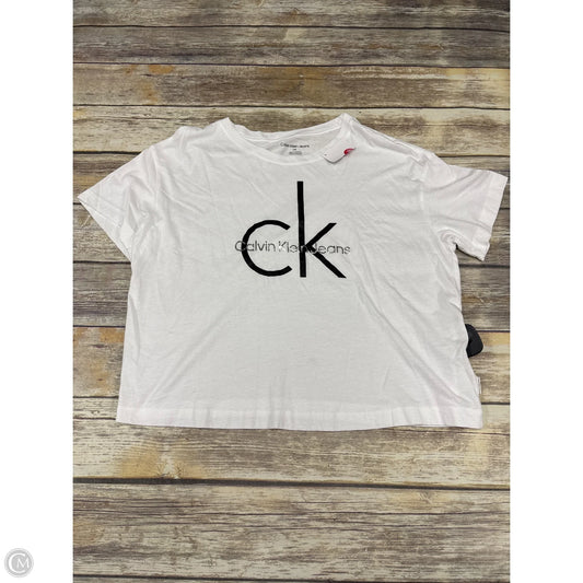 Top Short Sleeve By Calvin Klein In White, Size: L