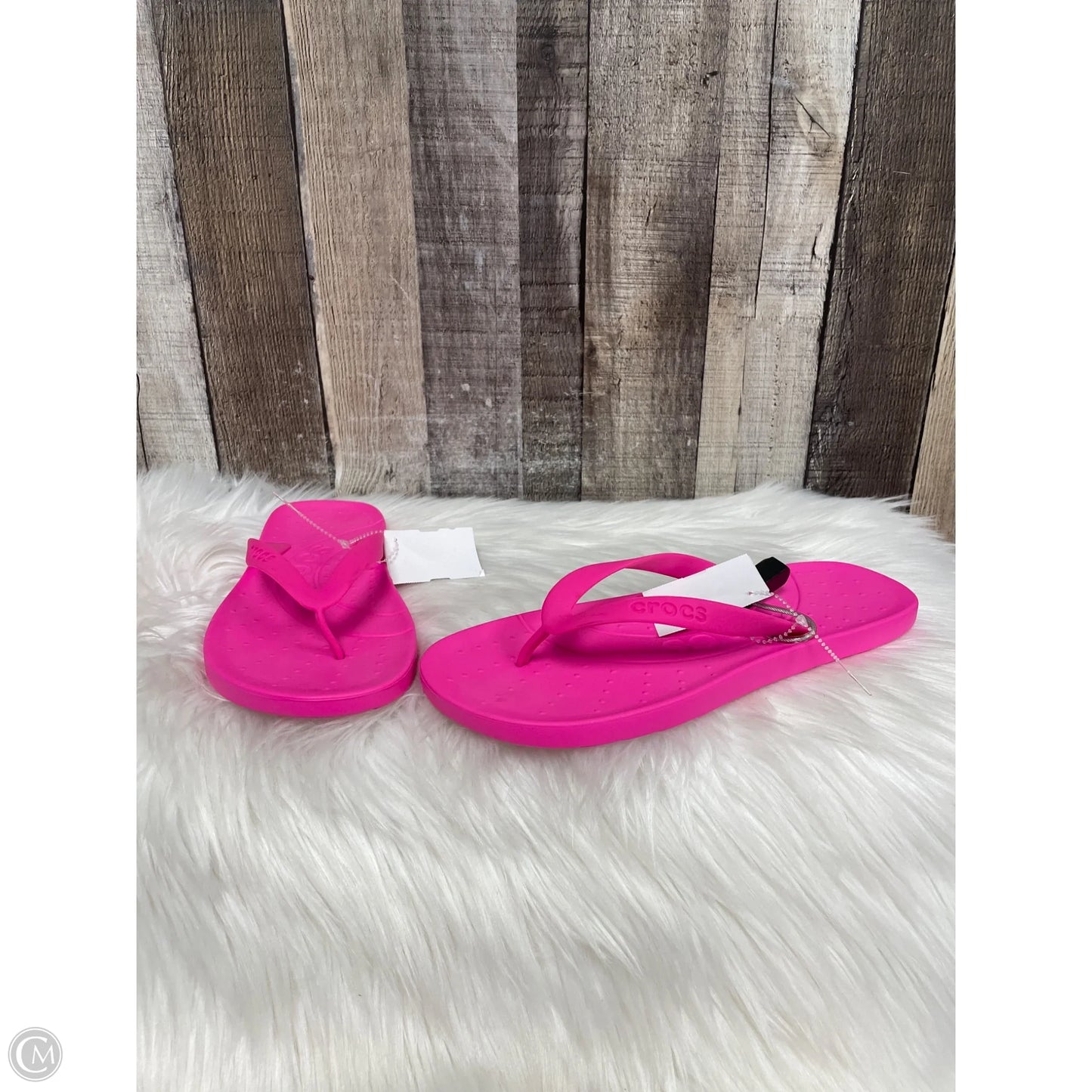 Sandals Flip Flops By Crocs In Pink, Size: 8