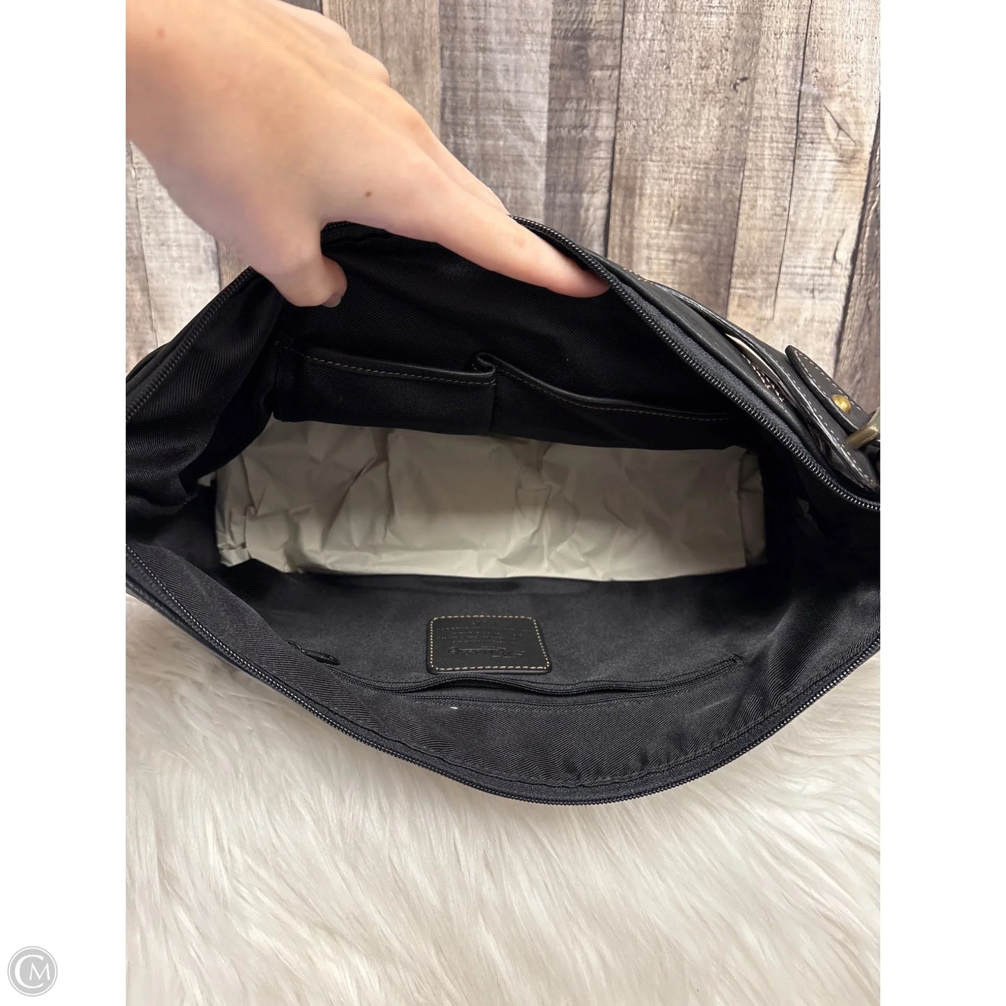 Handbag Leather By Fossil, Size: Medium