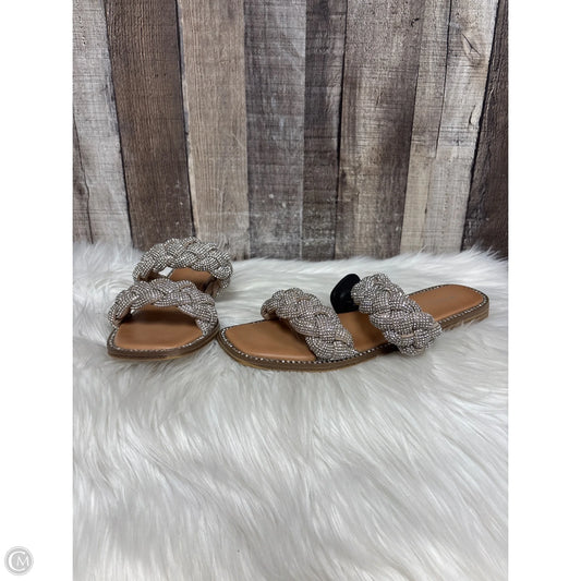 Sandals Flats By Madden Girl In Brown & Silver, Size: 8