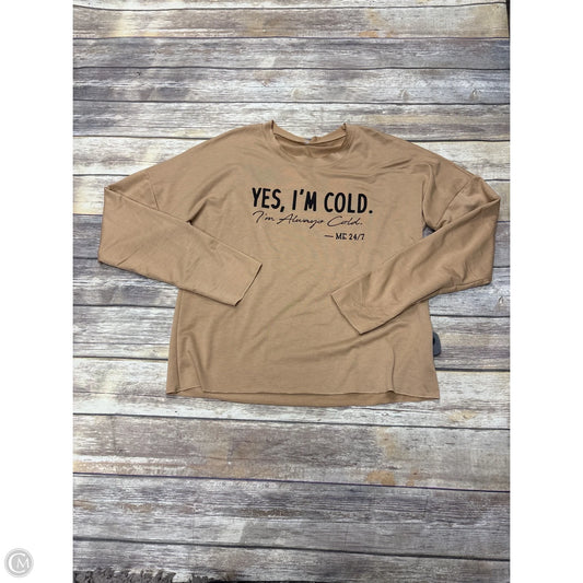 Top Long Sleeve By Cme In Tan, Size: M
