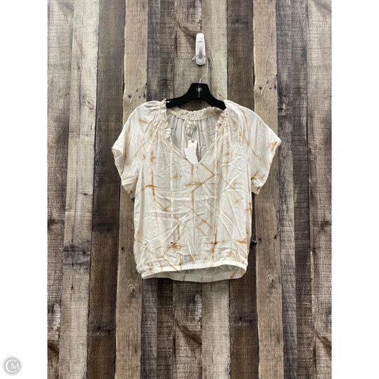 Top Short Sleeve By Cloth & Stone In Brown & White, Size: Xxs