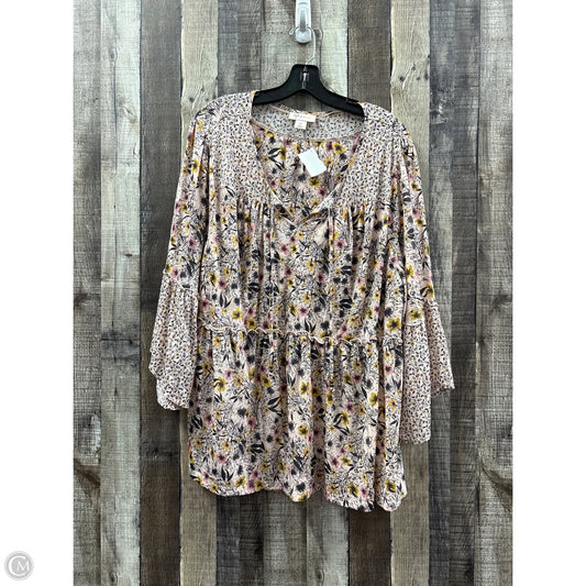 Top 3/4 Sleeve By Style And Co Collection Women In Floral Print, Size: 3x