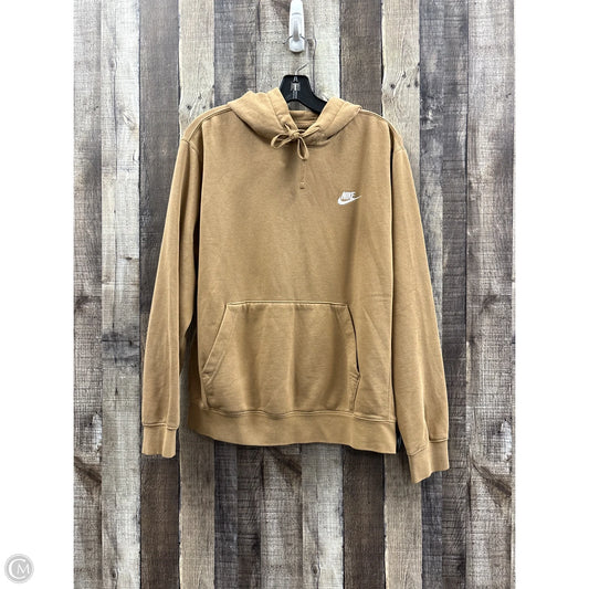Athletic Sweatshirt Hoodie By Nike In Tan, Size: M