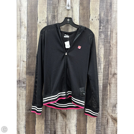 Athletic Top Long Sleeve Hoodie By Fila In Black, Size: M