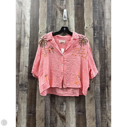 Top Short Sleeve By Urban Outfitters In Pink, Size: M