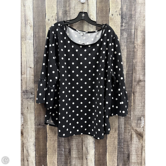 Top Long Sleeve By Green Envelope In Polkadot Pattern, Size: 3x