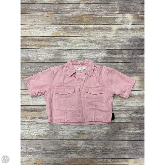 Top Short Sleeve By Zara In Pink, Size: M