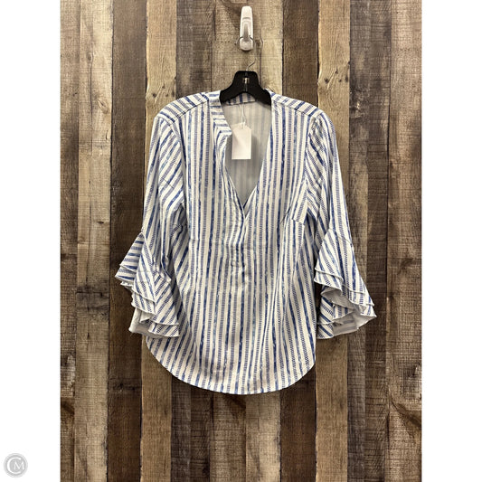 Top Long Sleeve By Cme In Blue & White, Size: S