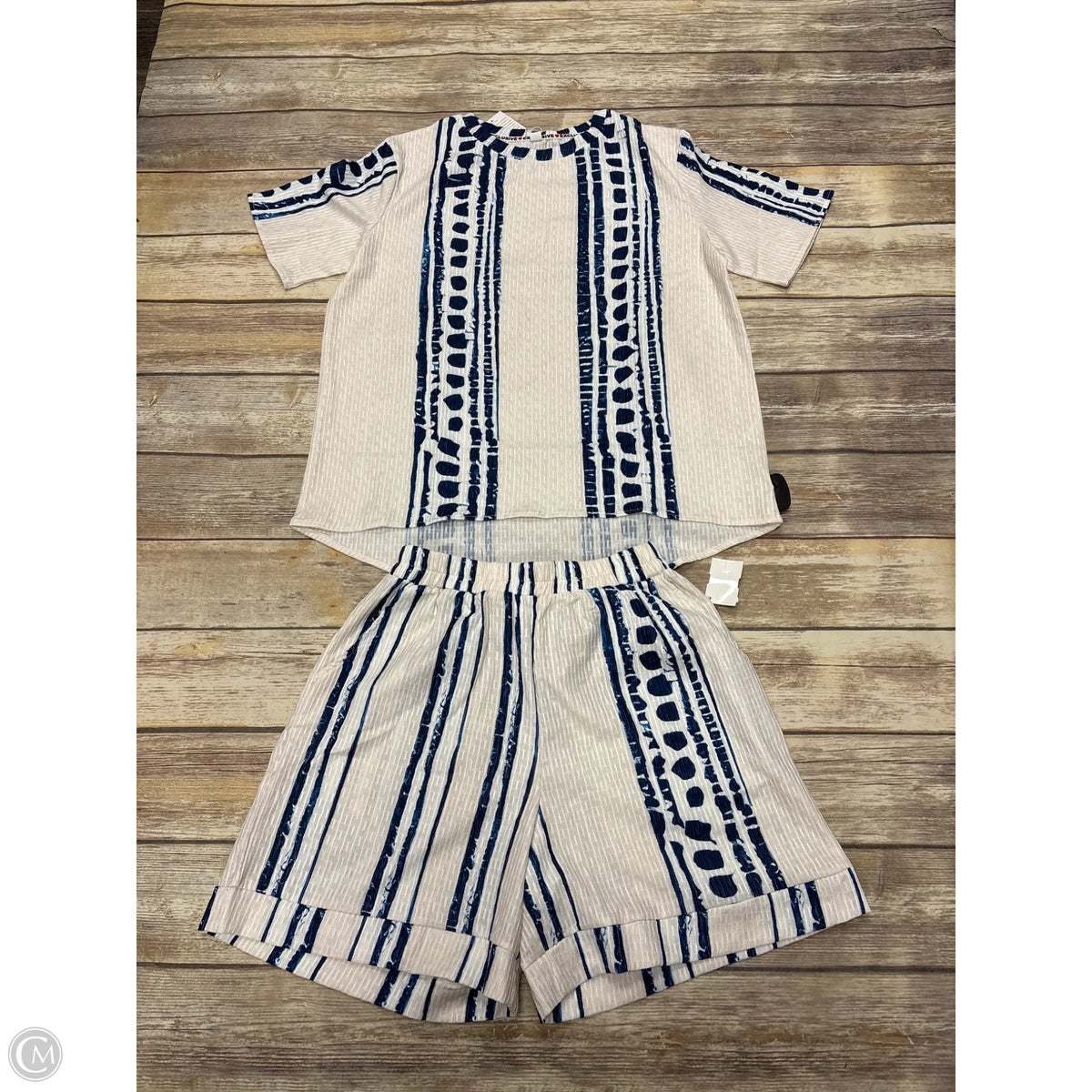 Pants Set 2pc By Exclusive In Blue & White, Size: S