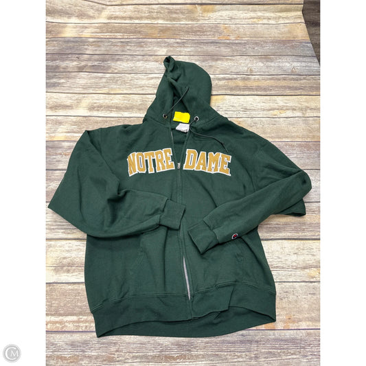 Athletic Sweatshirt Hoodie By Champion In Green, Size: M