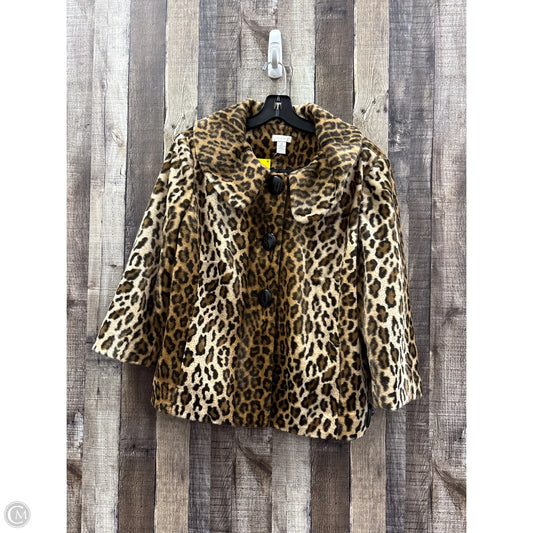 Jacket Faux Fur & Sherpa By Chicos In Animal Print, Size: L