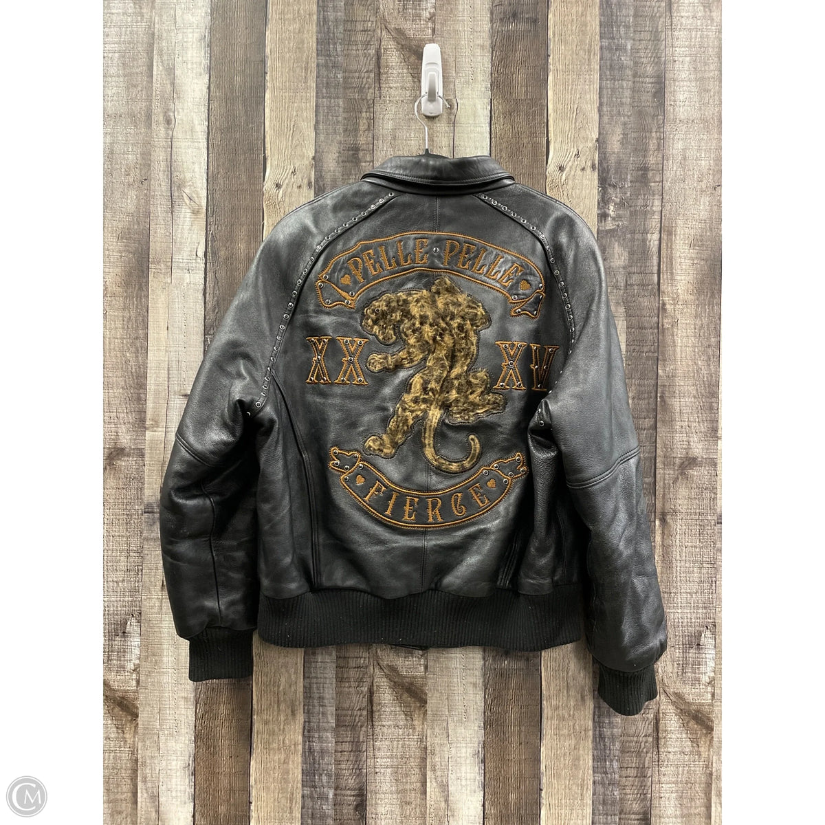 Jacket Moto Leather By Cma In Black, Size: 20