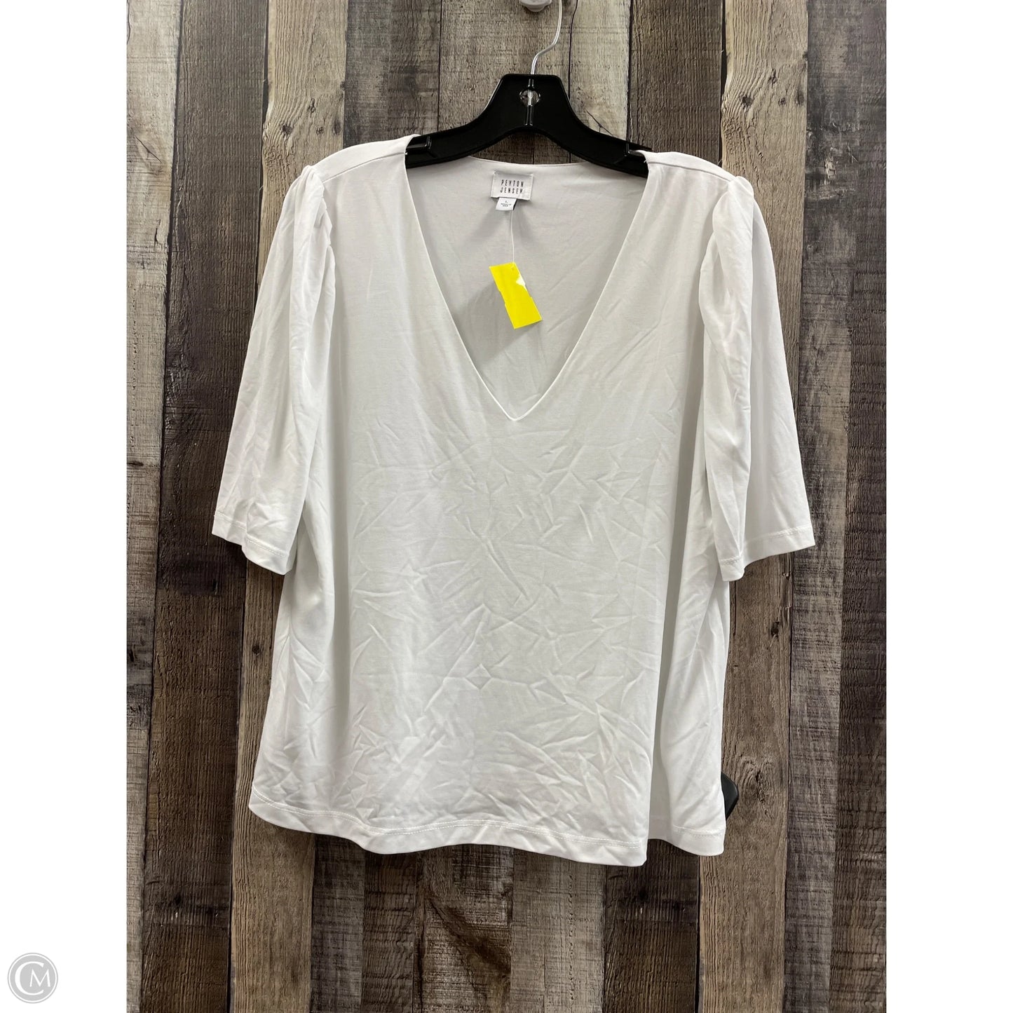 Top Short Sleeve By Peyton Jensen In White, Size: L