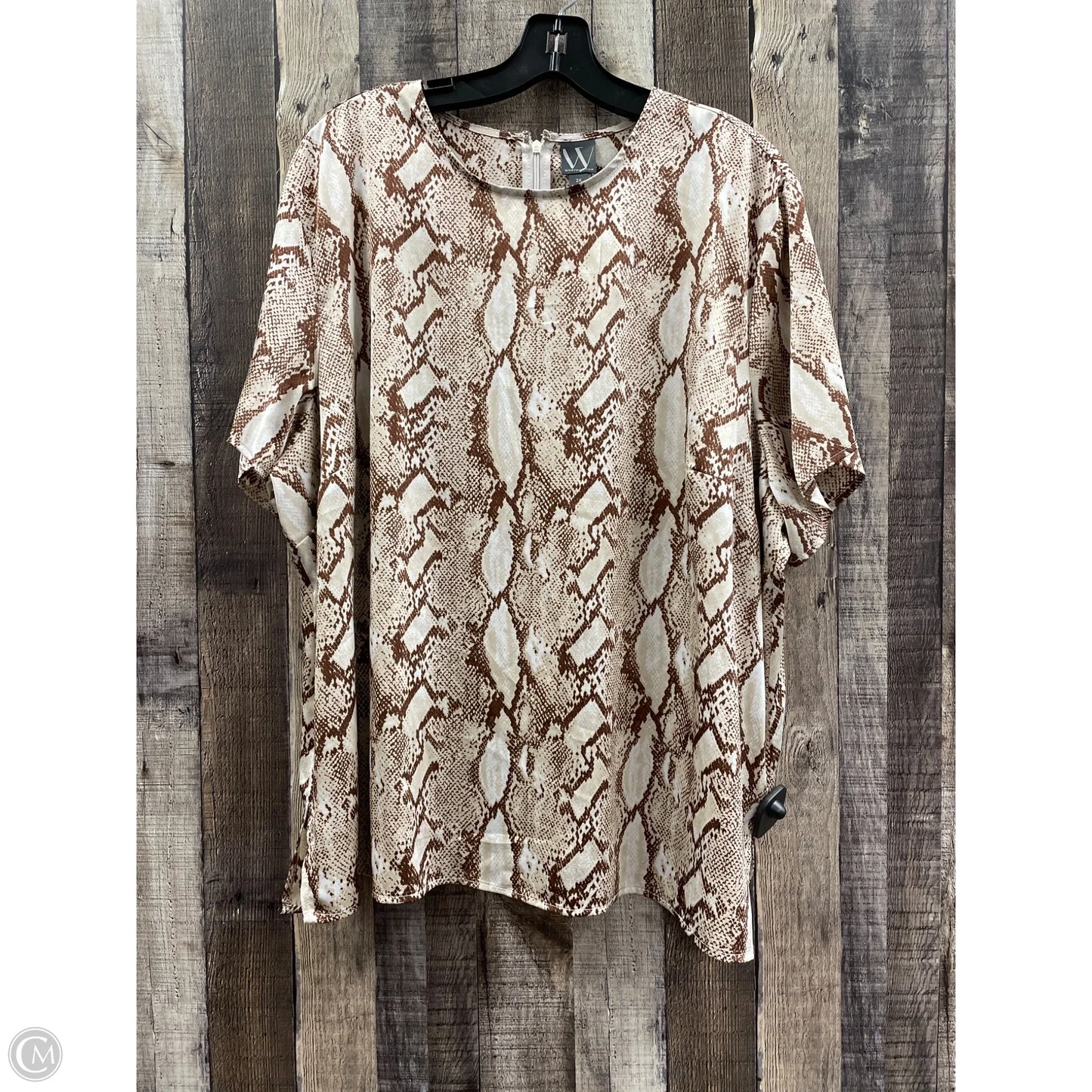 Top Short Sleeve By Worthington In Snakeskin Print, Size: 2x