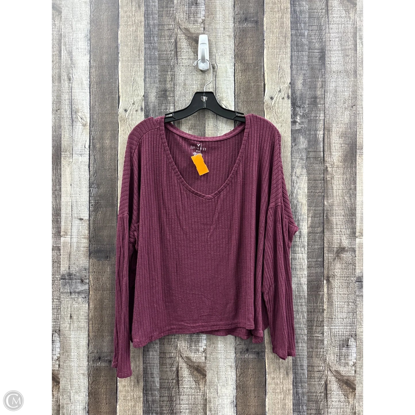 Top Long Sleeve By American Eagle In Maroon, Size: Xl