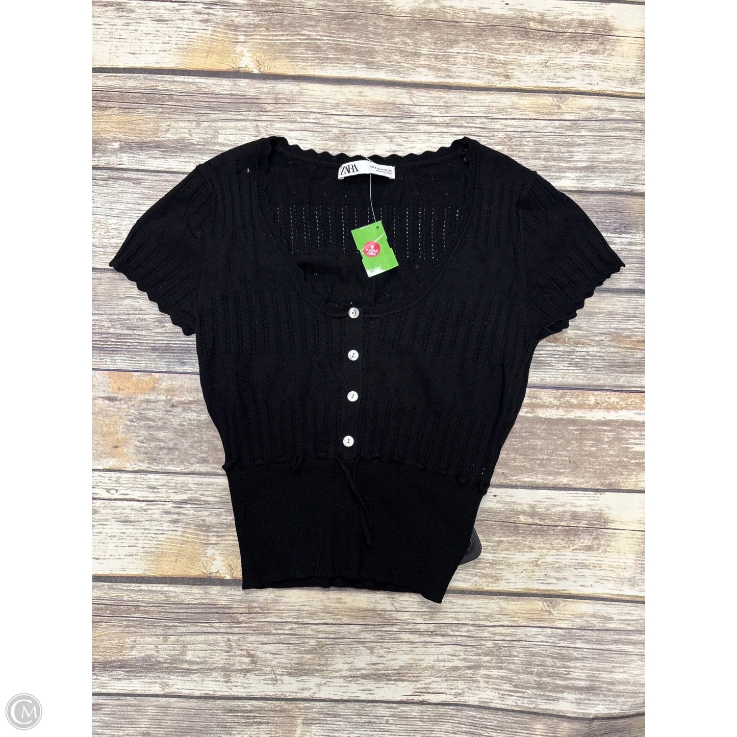 Top Short Sleeve By Zara In Black, Size: M