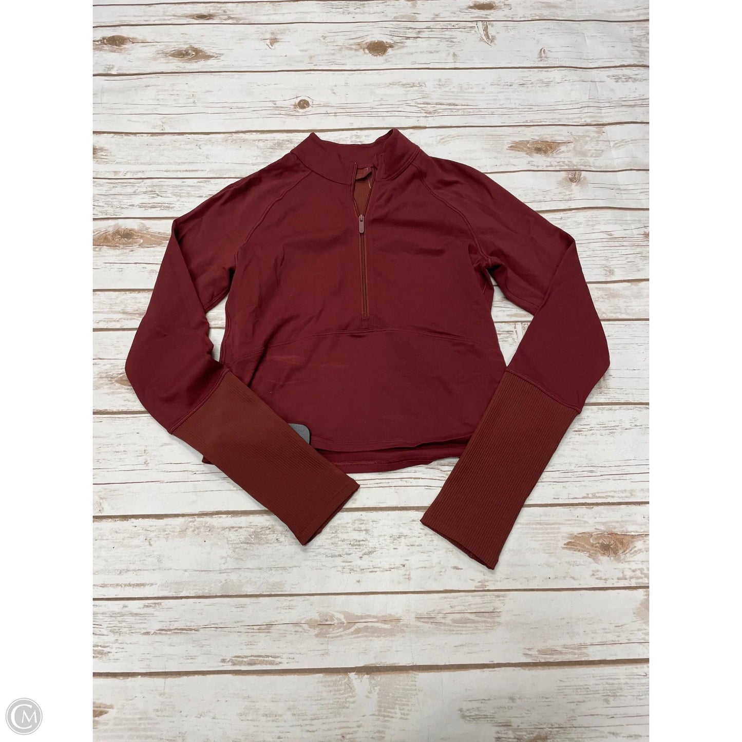 Athletic Top Long Sleeve Collar By Lululemon In Red, Size: S