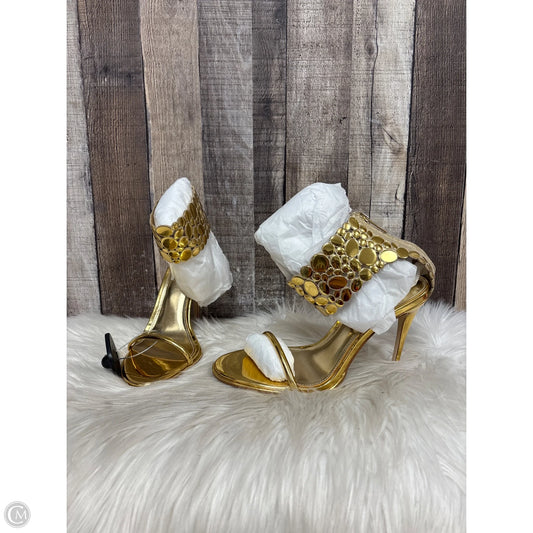 Sandals Heels Stiletto By Steve Madden In Gold, Size: 8