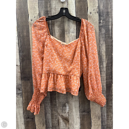 Top Long Sleeve By Peach Love Cream California In Orange, Size: L