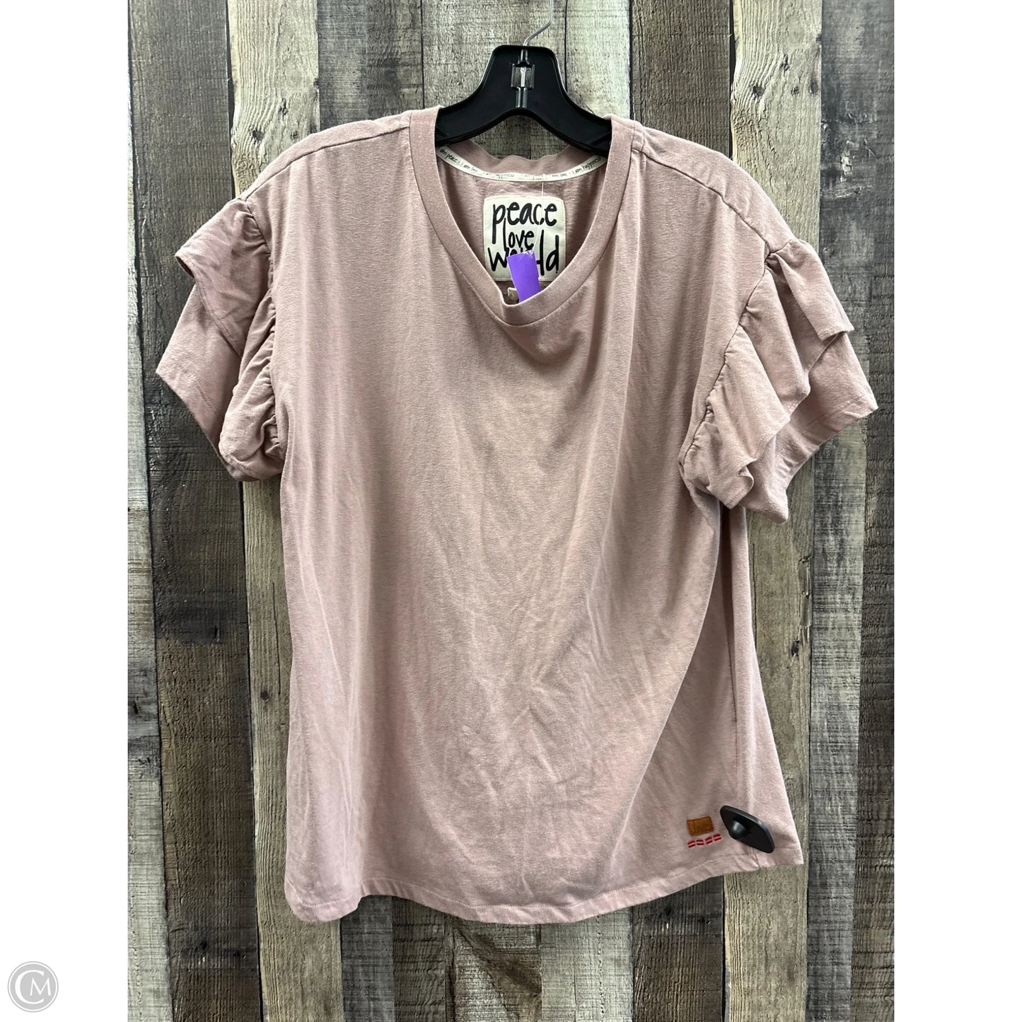 Top Short Sleeve By Peace Love World In Pink, Size: M