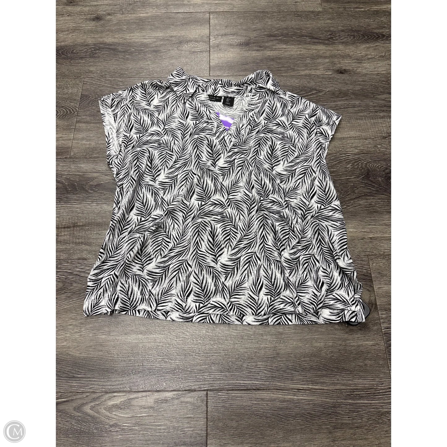 Top Short Sleeve By Tahari In Black & White, Size: L