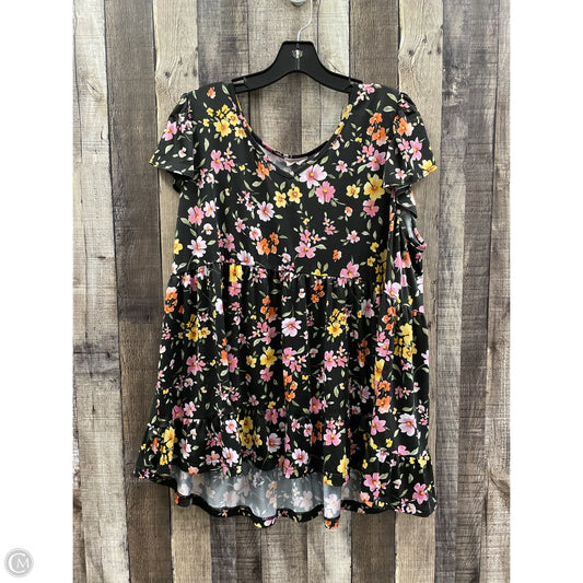 Top Short Sleeve By Cme In Floral Print, Size: 2x