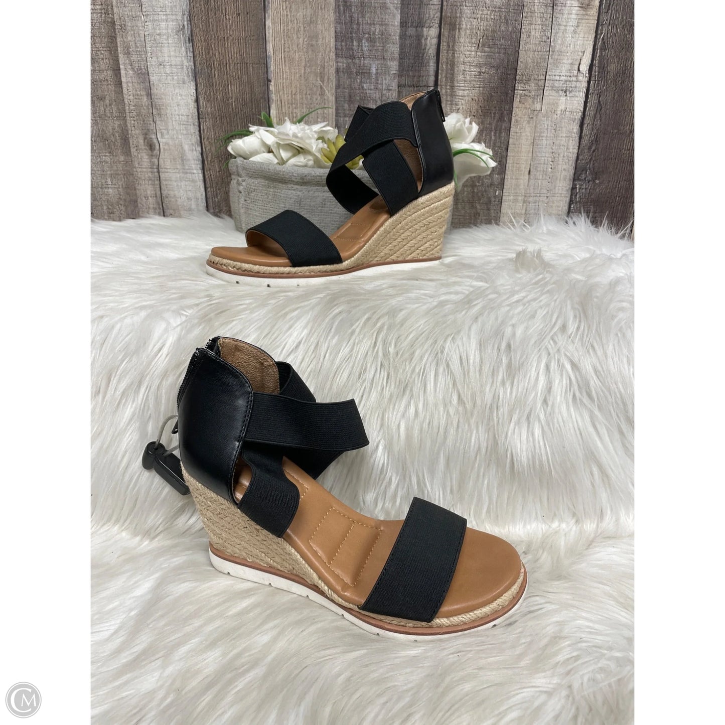 Sandals Heels Wedge By Joie In Black, Size: 6.5