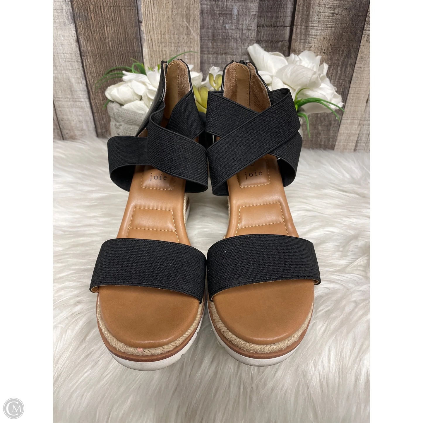 Sandals Heels Wedge By Joie In Black, Size: 6.5