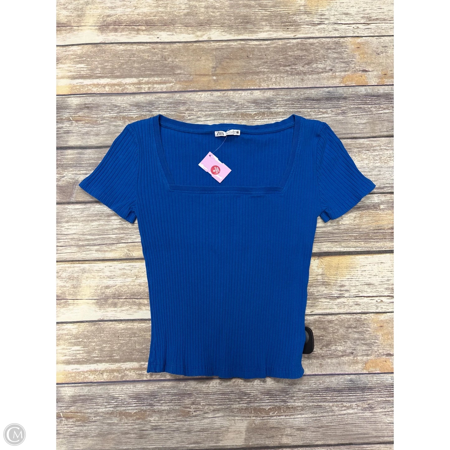 Top Short Sleeve By Zara In Blue, Size: L