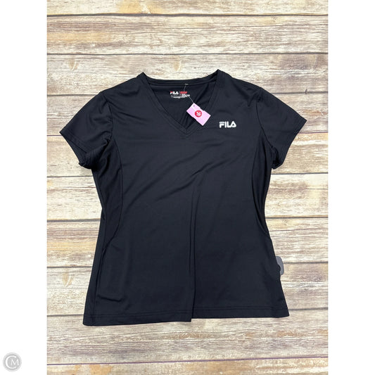Athletic Top Short Sleeve By Fila In Black, Size: L