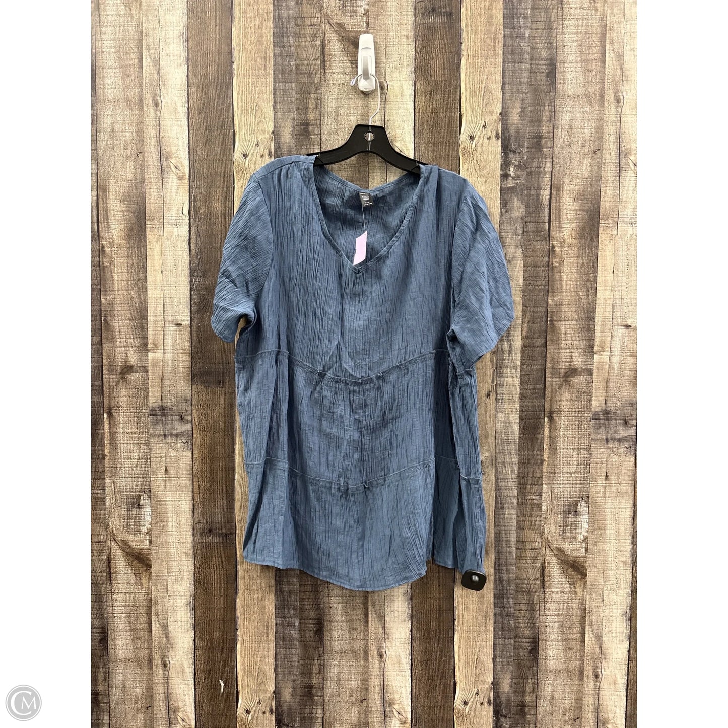 Top Short Sleeve By Shein In Blue, Size: 2x