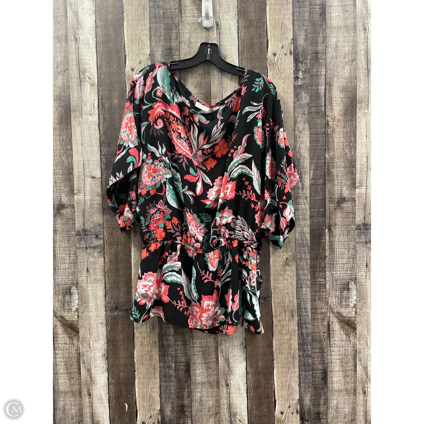 Top Short Sleeve By New York And Co In Floral Print, Size: Xl