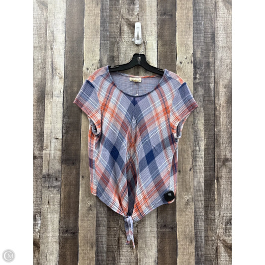 Top Short Sleeve By Cloth & Stone In Plaid Pattern, Size: L