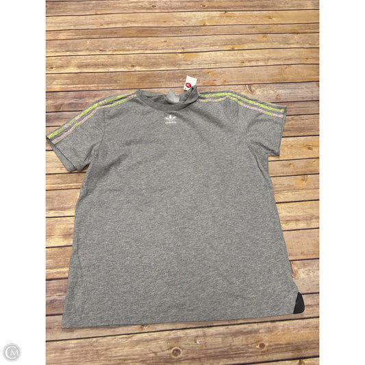 Athletic Top Short Sleeve By Adidas In Grey, Size: M