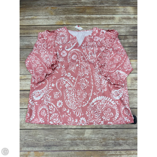 Top 3/4 Sleeve By Cmf In Pink, Size: 2x