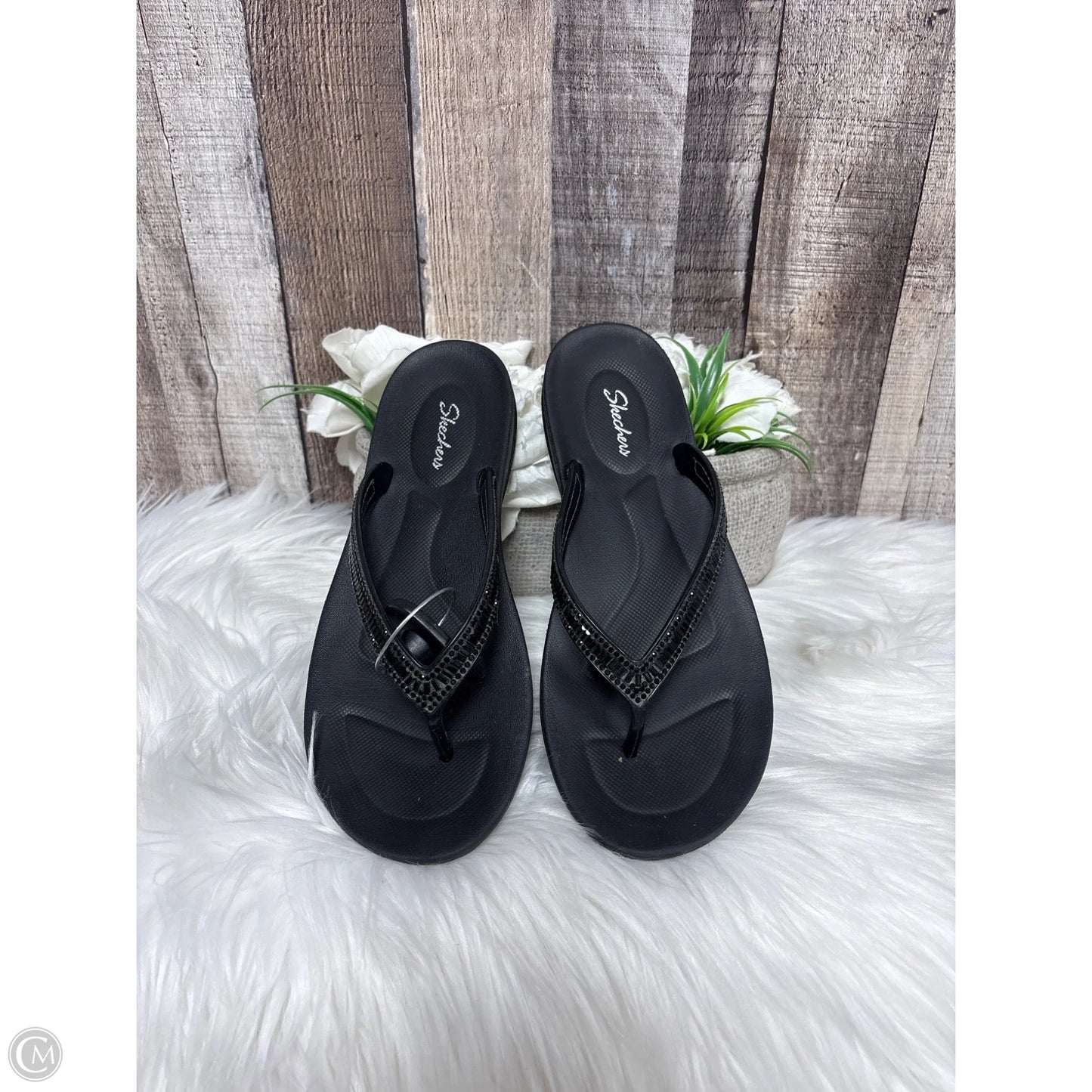 Sandals Flip Flops By Skechers In Black, Size: 7