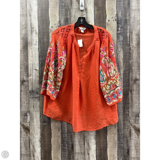 Top 3/4 Sleeve By Christopher And Banks In Orange, Size: Xl