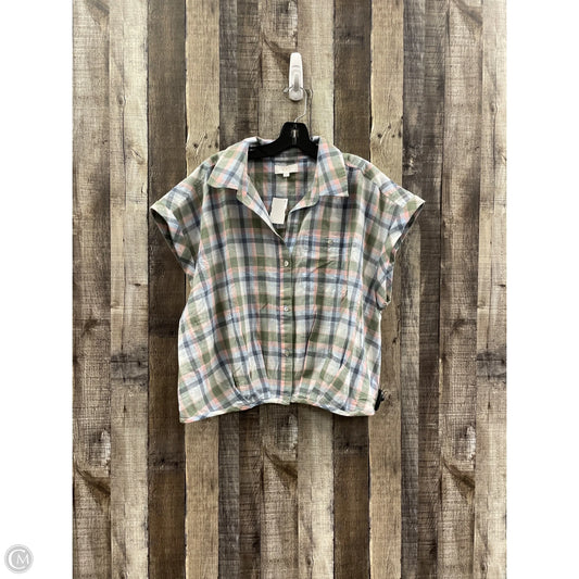 Top Short Sleeve By Kut In Checkered Pattern, Size: Xl