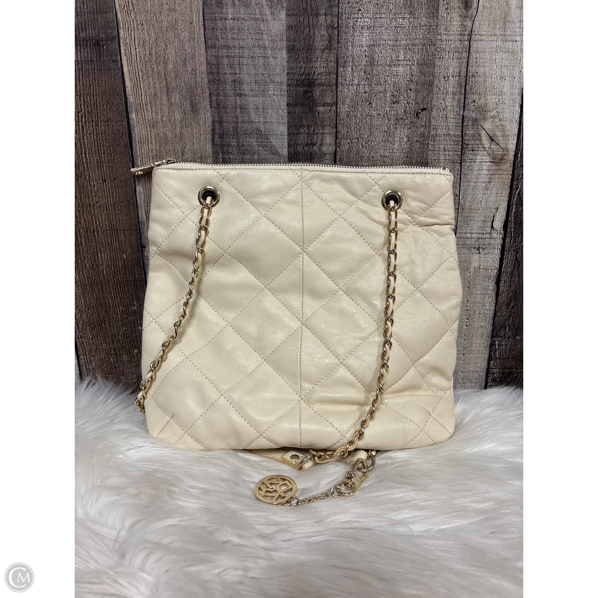 Handbag Leather By Dkny, Size: Medium