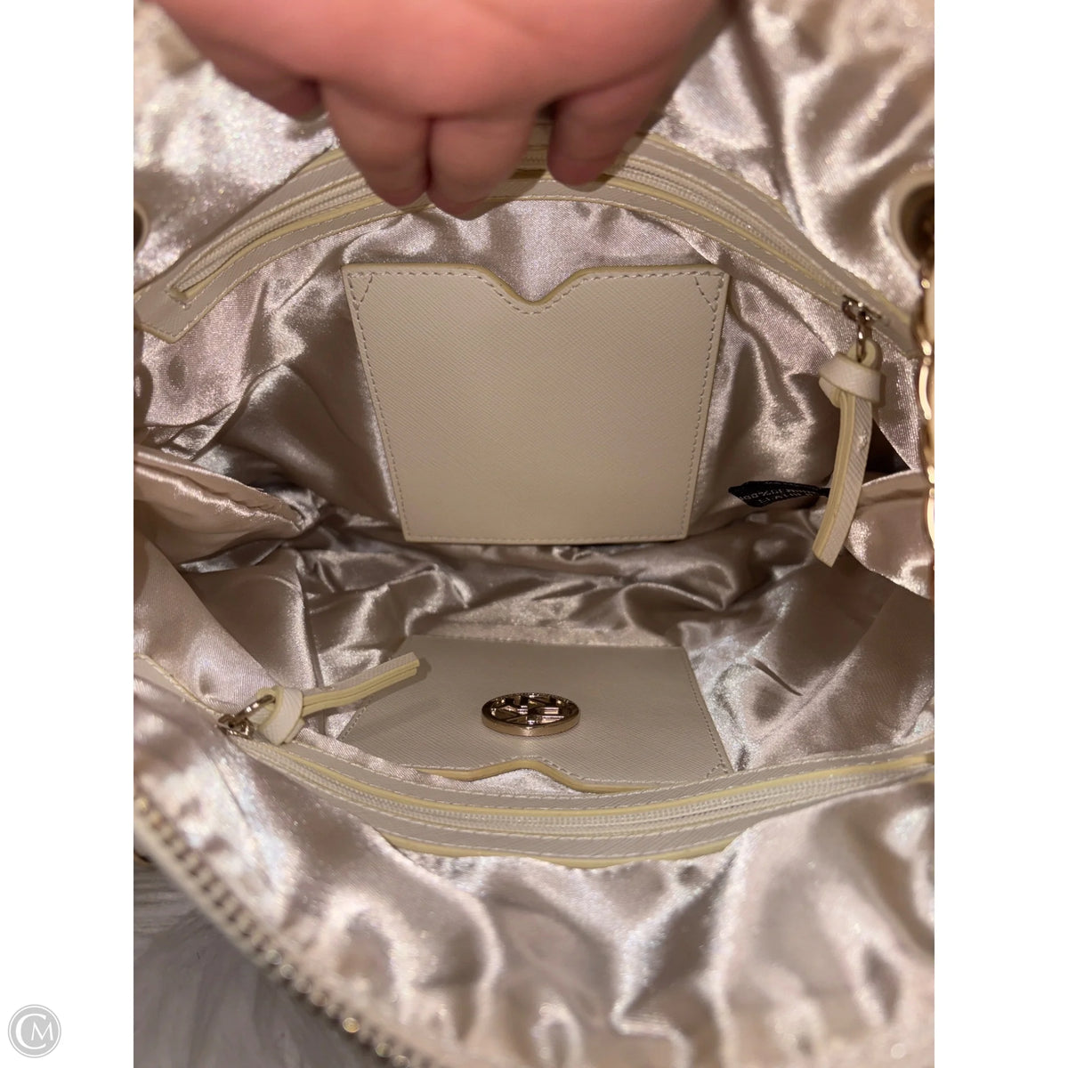 Handbag Leather By Dkny, Size: Medium