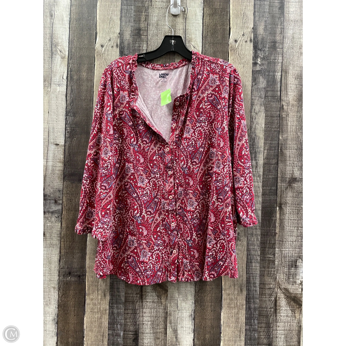 Top 3/4 Sleeve By Lands End In Red, Size: 2x