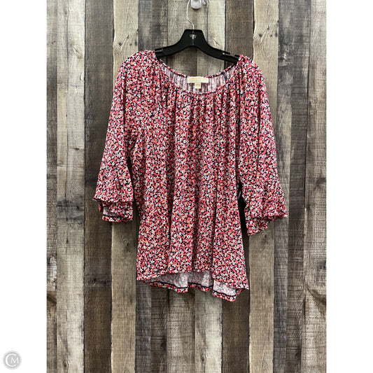 Top 3/4 Sleeve By Michael By Michael Kors In Floral Print, Size: 2x