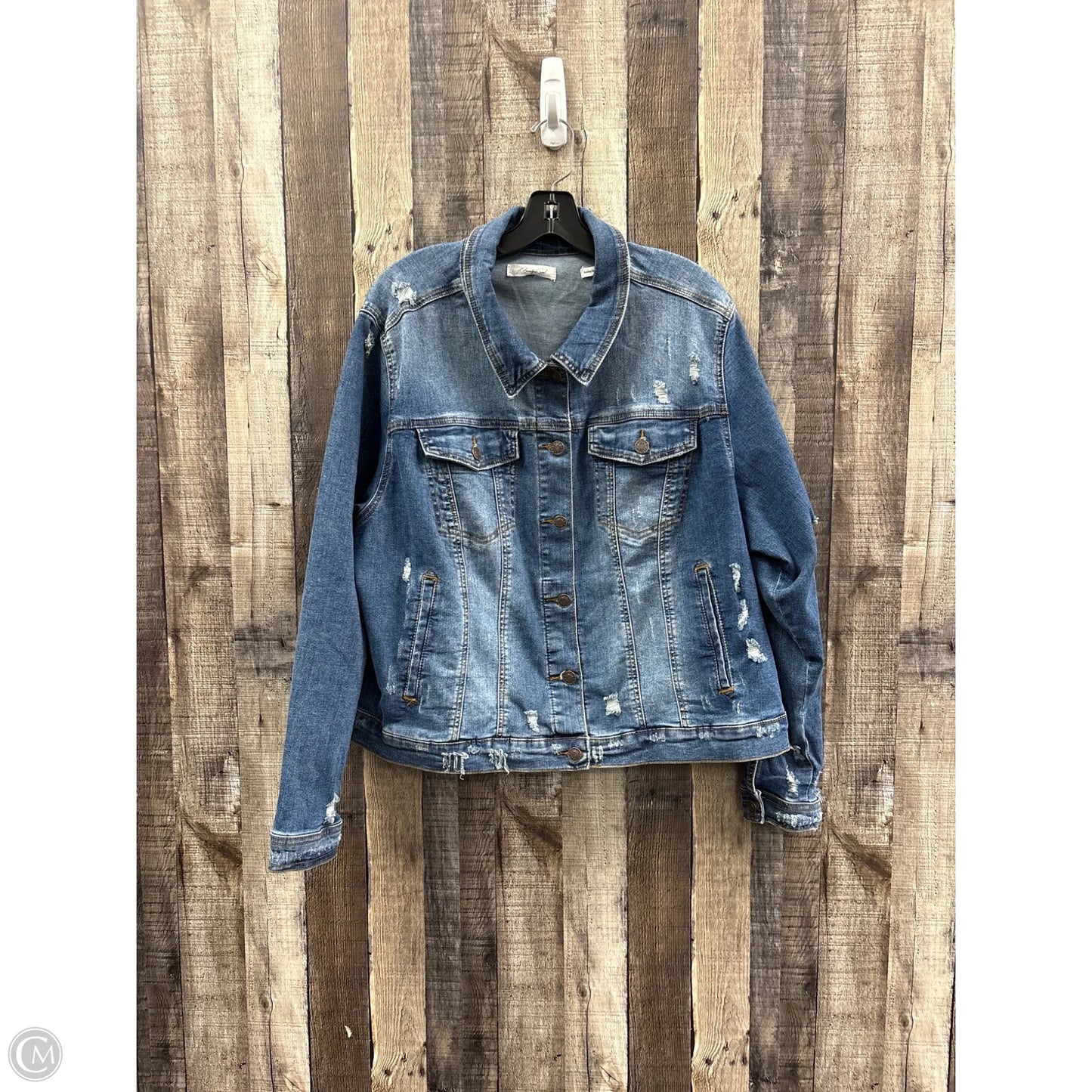 Jacket Denim By A Beautiful Soul In Blue, Size: 1x