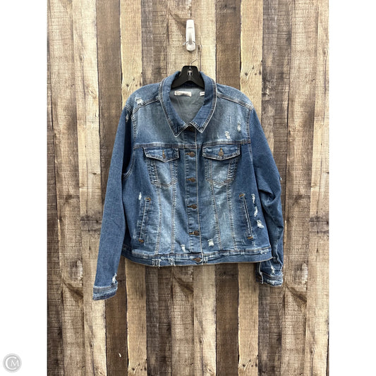 Jacket Denim By A Beautiful Soul In Blue, Size: 1x