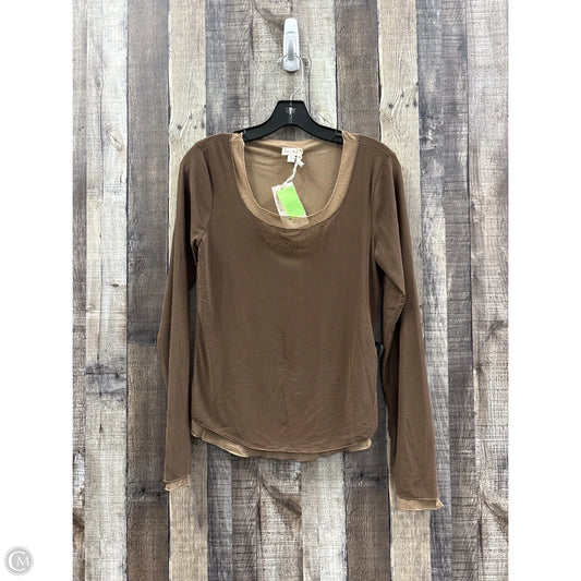 Top Long Sleeve By Hem & Thread In Brown, Size: L